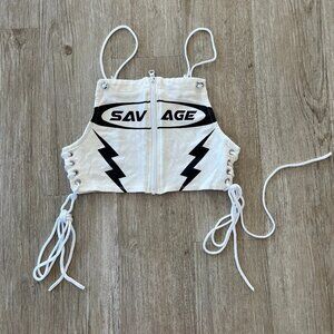 Womens FashionNova White Savage Cropped Tank Top - L